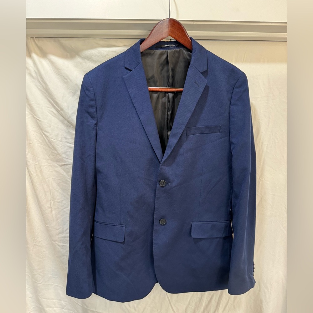 Men’s Blue Blazer (herringbone texture)
